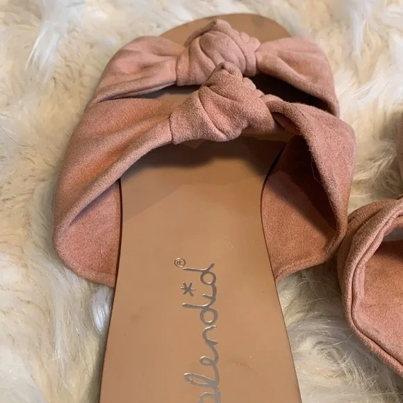 Splendid Barton Knotted Suede Slides in Dark Blush Size 7.5 - Picture 9 of 11